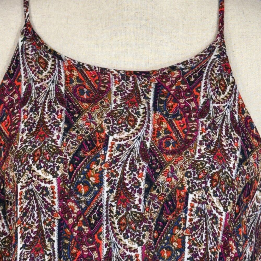 American Eagle Large A-Line Mini Dress Paisley Halter Keyhole Lightweight Pocket - Picture 2 of 10